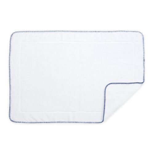 Matouk Bath Mat Whipstitch White & Periwinkle 24x36"