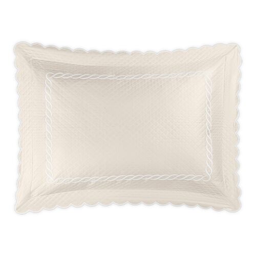 Matouk Classic Chain Ivory Scallop Matelasse King Sham - 21x36"/2.5"Flange