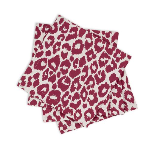 Matouk Iconic Leopard Crimson Napkin