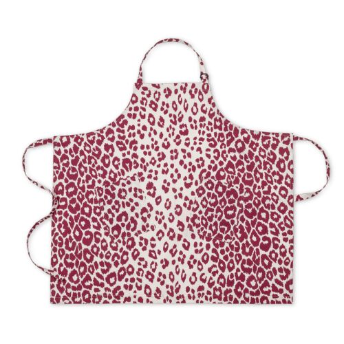 Matouk Linen Apron Iconic Leopard Crimson