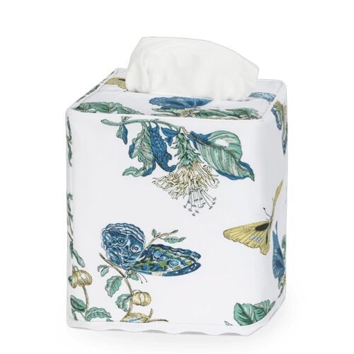 Matouk Tissue Box Cover Baudin Butterfly Prussian Blue