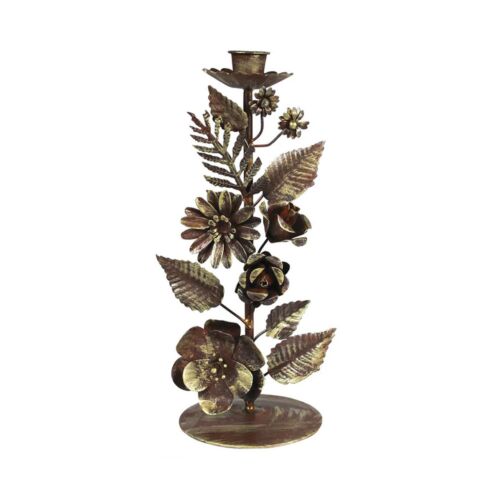 Metal Barranca Floral Taper Holder