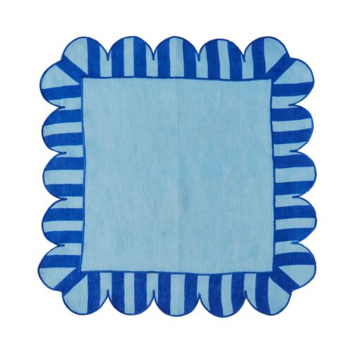  Misette Jardin Scalloped Napkin Blue & Dark