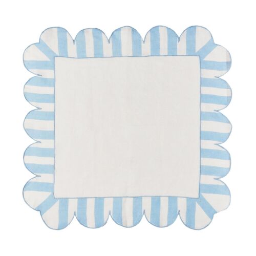 Misette Jardin Scalloped Napkin Blue & Natural