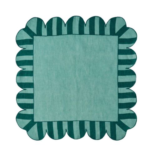  Misette Jardin Scalloped Napkin Green & Dark