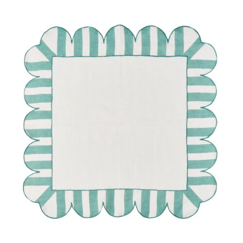  Misette Jardin Scalloped Napkin Green & Natural