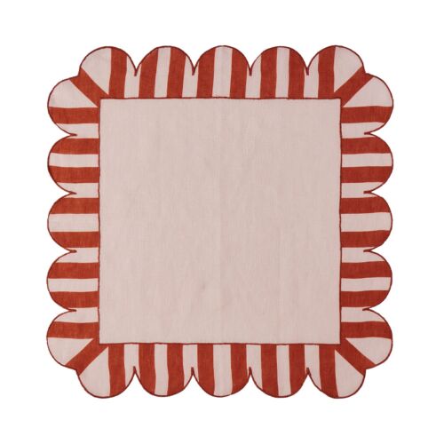  Misette Jardin Scalloped Napkin Red & Dark