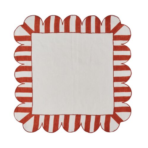  Misette Jardin Scalloped Napkin Red & Natural