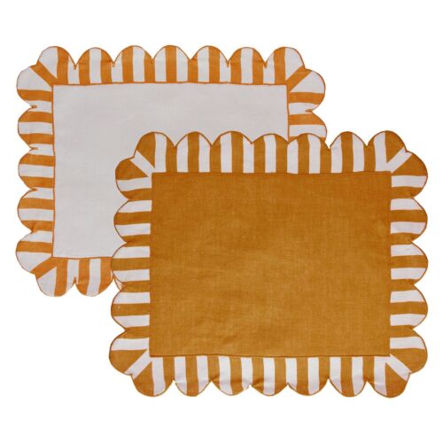  Misette Jardin Scalloped Reversible Placemat Amber