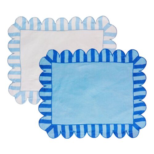  Misette Jardin Scalloped Reversible Placemat Blue