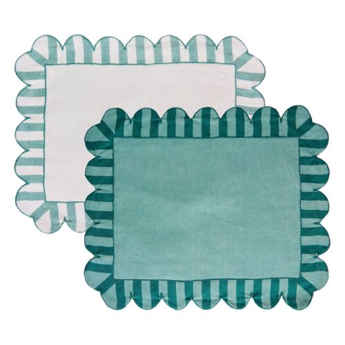  Misette Jardin Scalloped Reversible Placemat Green
