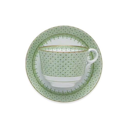 Mottahedeh Lace Apple Green Tea Cup & Saucer Set
