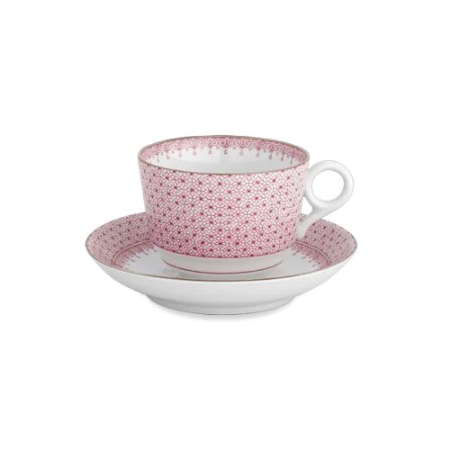 Mottahedeh Lace Pink Tea Cup & Saucer Set
