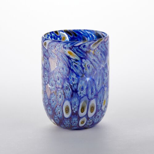 Murrine Glass Tumbler Cobalt Blue & White Dot