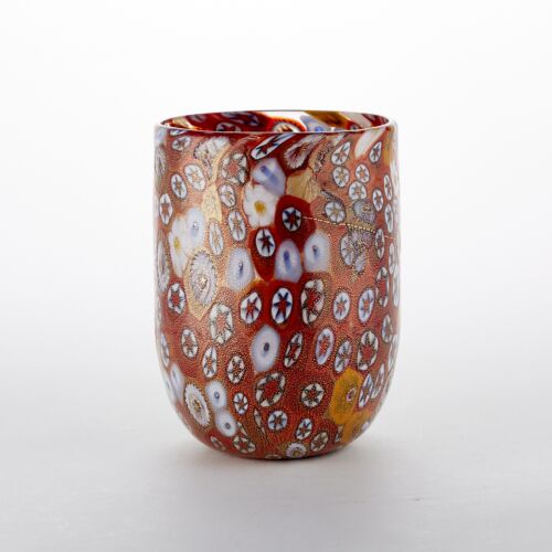 Murrine Glass Tumbler Dark Amber