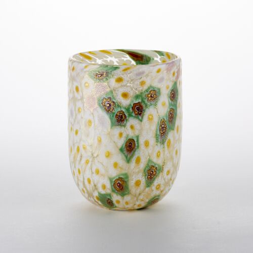 Murrine Glass Tumbler Green & Daisy