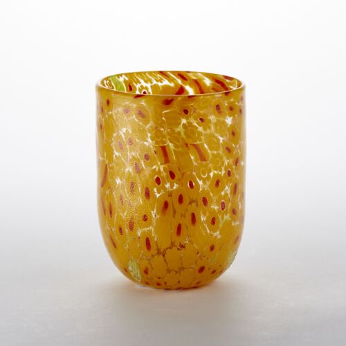 Murrine Glass Tumbler Marigold & Red Dot