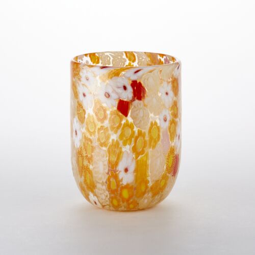 Murrine Glass Tumbler Orange & Daisy