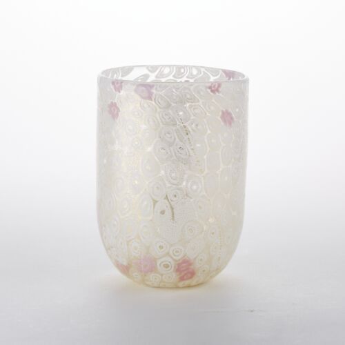 Murrine Glass Tumbler White & Pink