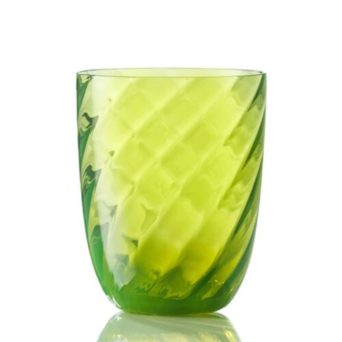 Nason Moretti Idra Water Glass Acid Green Optic Twisted