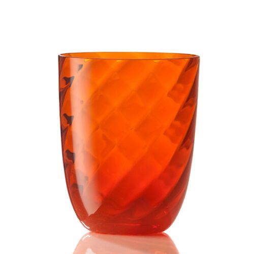 Nason Moretti Idra Water Glass Orange Optic Twisted