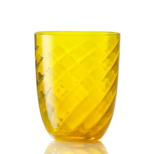 Nason Moretti Idra Water Glass Yellow Optic Twisted