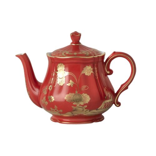 Ginori Oriente Italiano Rubrum Gold Rim Teapot