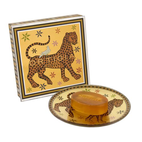 Ortigia Ambra Nera Glass Plate & Soap