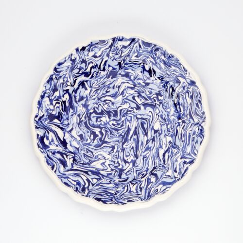 Pascale Mestre Blue White Rim Dessert Plate