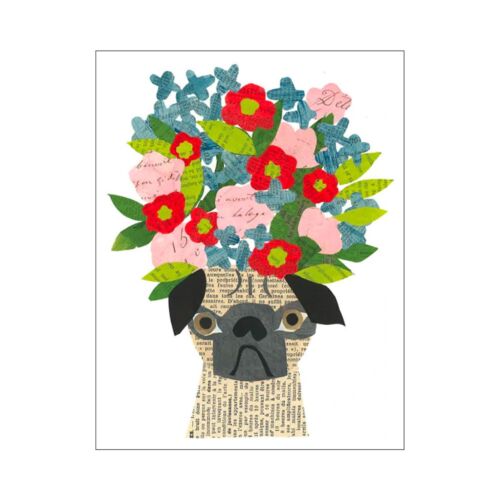 Paste Stationery Pug with Flower Hat Card