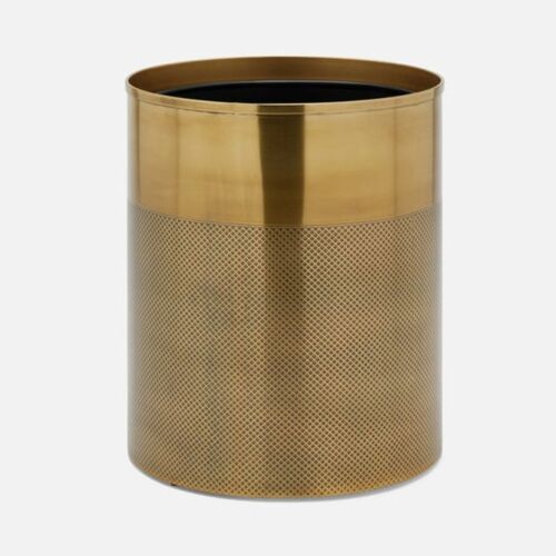 Pigeon & Poodle Hagen Antique Brass Wastebasket 