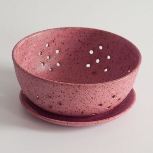 Rachael Pots Berry Bowl & Saucer Pink Large