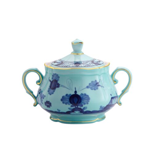 Ginori Oriente Italiano Iris Gold Rim Sugar Bowl