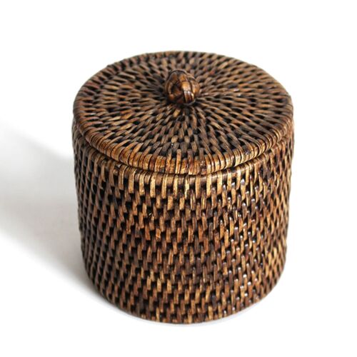 Matahari Rattan Antique Brown Bath Container Small - 4.25x4"