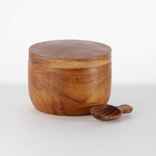 Artisan Teak Salt Cellar & Spoon Set
