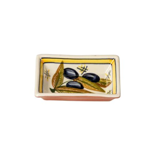 Terracotta Dipping Plate Olive & Beige