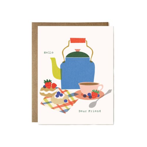 Ula Bloom Hello Dear Friend Teapot Card