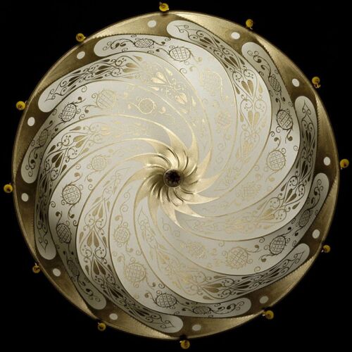 Silk Lamp Suspended 19" Scudo Classic Ivory