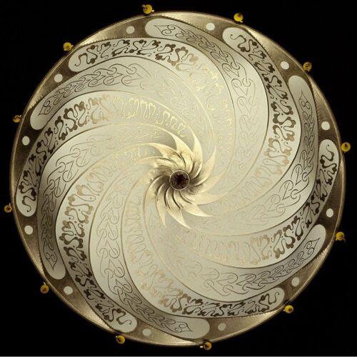 Silk Lamp Suspended 19" Scudo Serpentine Ivory