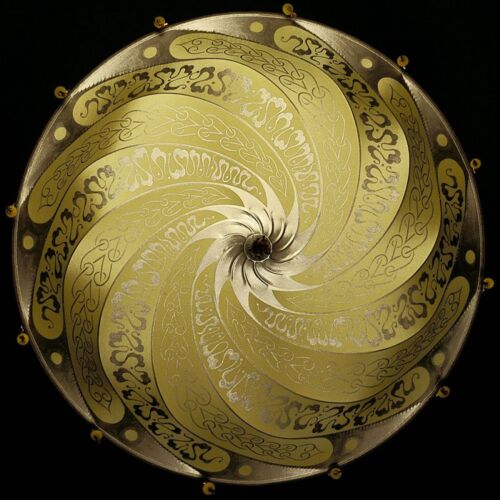 Silk Lamp Suspended 19" Scudo Serpentine Yellow