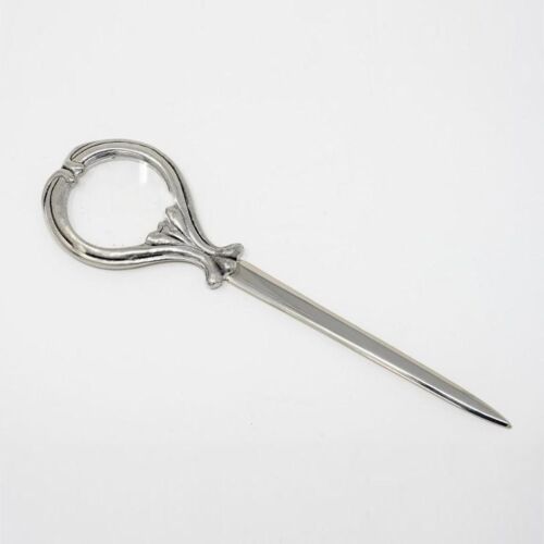 Vintage Pewter Letter Opener with Magnifying Glass
