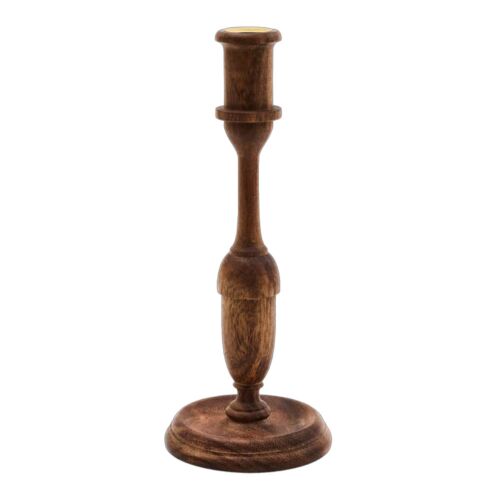 Wood Candlestick Piccola Black Siris
