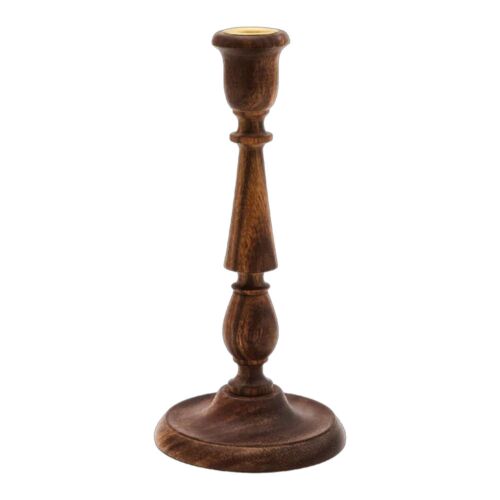 Wood Candlestick Valori Black Siris