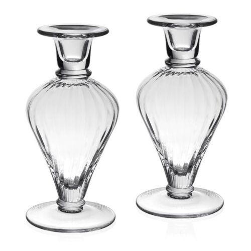 WYC Glass Lydia Candlestick Pair 8"