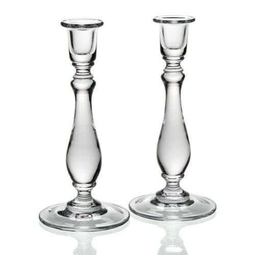 WYC Glass Meryl Candlesticks Pair 10"