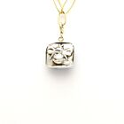 18K Gold-Dipped Silver Bee Reversible Labradorite Stone Pendant