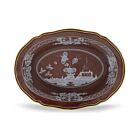 Ginori Oriente Italiano Castagna Gold Rim Deep Oval Bowl