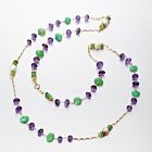 14K Amethyst, Chrysoprase & Pearl Necklace