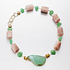 14K Rose Quartz, Chrysoprase & Nugget Chrysoprase Necklace