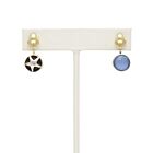 18K Gold-Dipped Silver Star Reversible Purple Stone Earrings